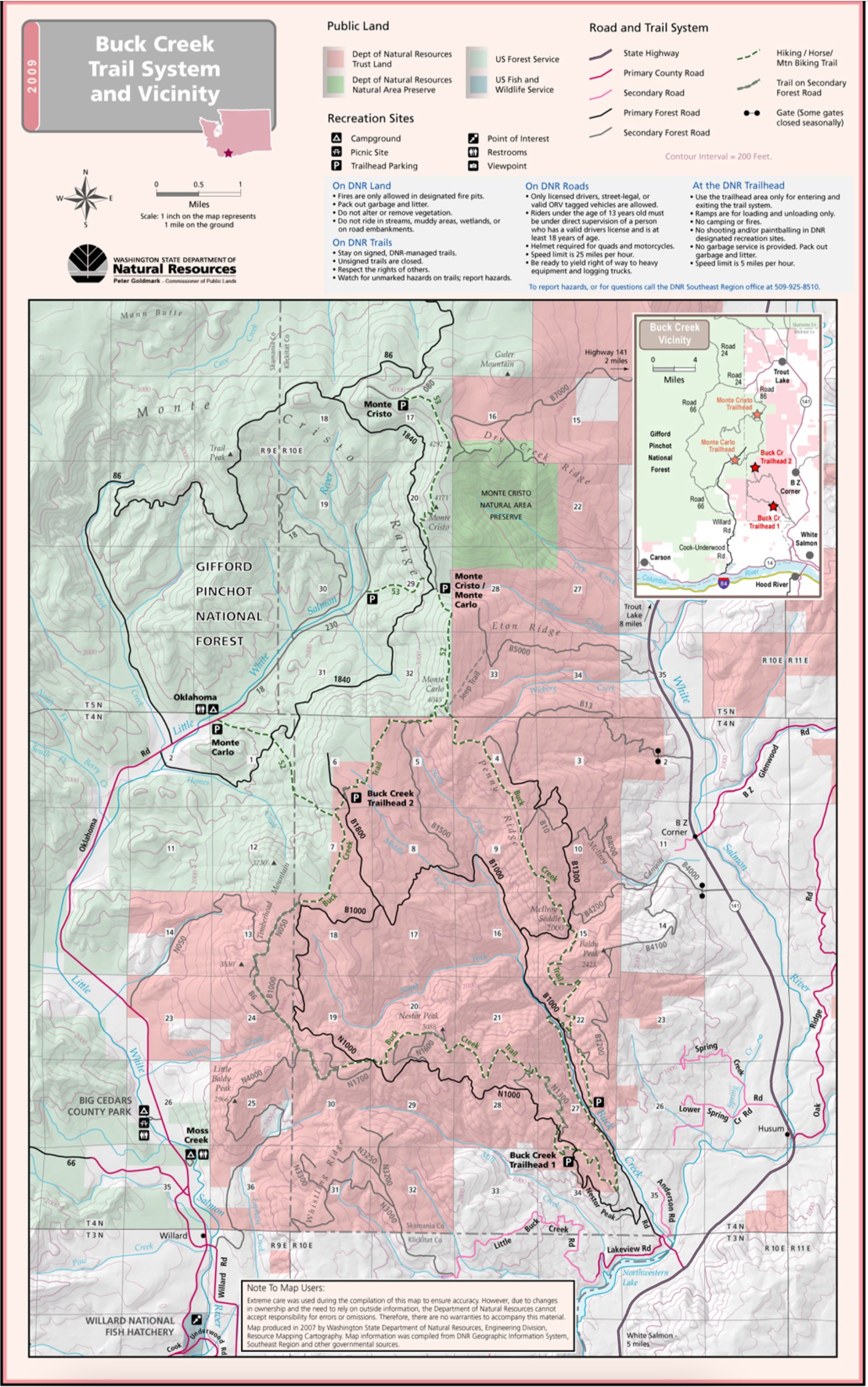 WA DNR Buck Creek Trail System Map