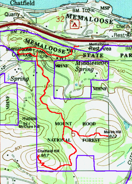 Memaloose Hills Trails Map